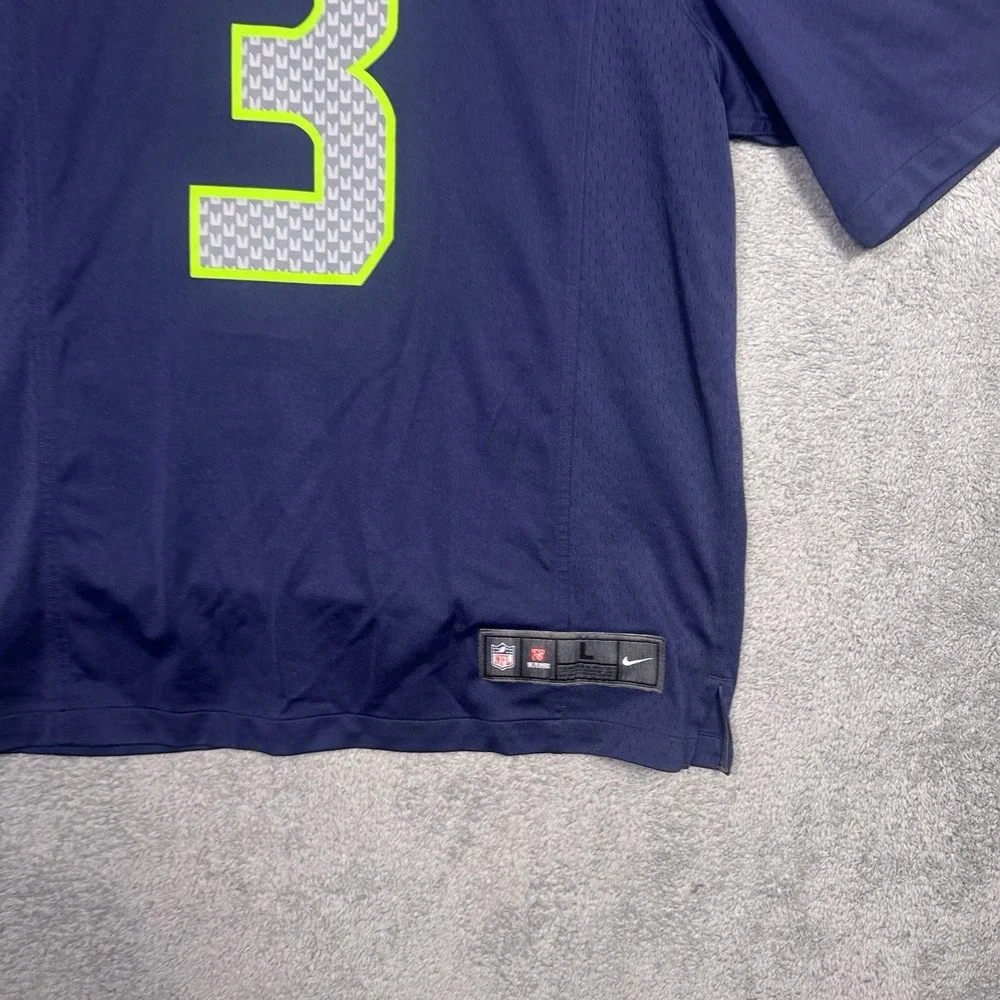 Seattle Seahawks Jersey Mens L Nike On Field Russell Wilson‎ #3 Blue Home